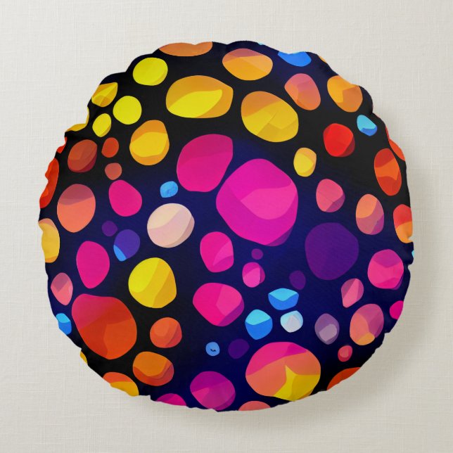 Colorful Abstract Round Cushion (Front)