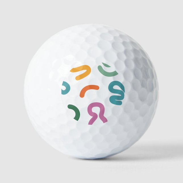 Colorful Abstract Shapes Pattern Golf Balls (Front)