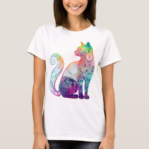 COLORFUL ABSTRACT SITTING CAT  T-Shirt
