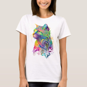 COLORFUL ABSTRACT SITTING CAT T-Shirt