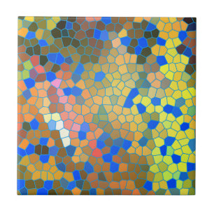 Colorful Abstract Stained Glass Art Ceramic Tile