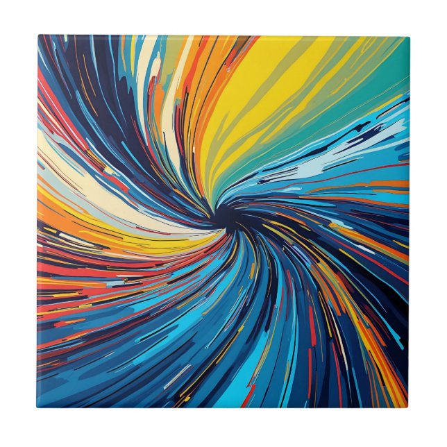 Colorful Abstract Swirl Ceramic Tile (Front)