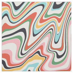 Colorful Abstract Swirl Retro Pattern Fabric
