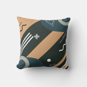 Colorful Abstract Triangles, Circles and Lines Cushion