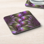 Colorful Abstract Violet Purple Khaki Fractal Art Coaster<br><div class="desc">Striking Fractal Art,  abstract and luminous
with shades of purple,  violet and khaki.
Design for your coaster set and more.</div>
