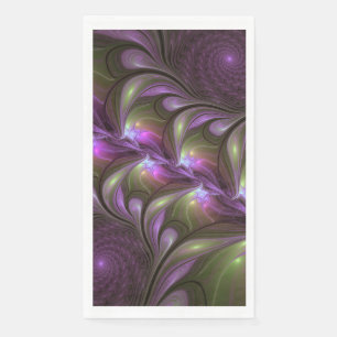 Colorful Abstract Violet Purple Khaki Fractal Art Napkin