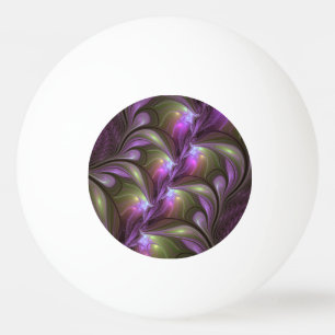 Colorful Abstract Violet Purple Khaki Fractal Art Ping Pong Ball