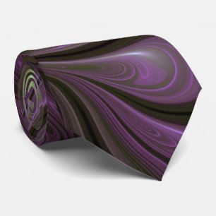 Colorful Abstract Violet Purple Khaki Fractal Art Tie