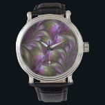 Colorful Abstract Violet Purple Khaki Fractal Art Watch<br><div class="desc">Unique striking fractal art,  abstract and luminous.
Design for your wrist watch and more.</div>