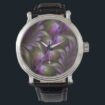 Colorful Abstract Violet Purple Khaki Fractal Art Watch<br><div class="desc">Unique striking fractal art,  abstract and luminous.
Design for your wrist watch and more.</div>