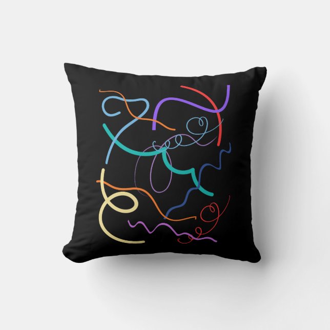 Colorful Abstract Wavy Lines Pattern Cushion (Front)