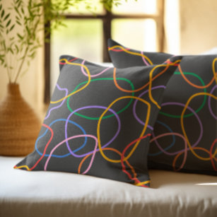 Colorful Abstract Wavy Lines Pattern Cushion