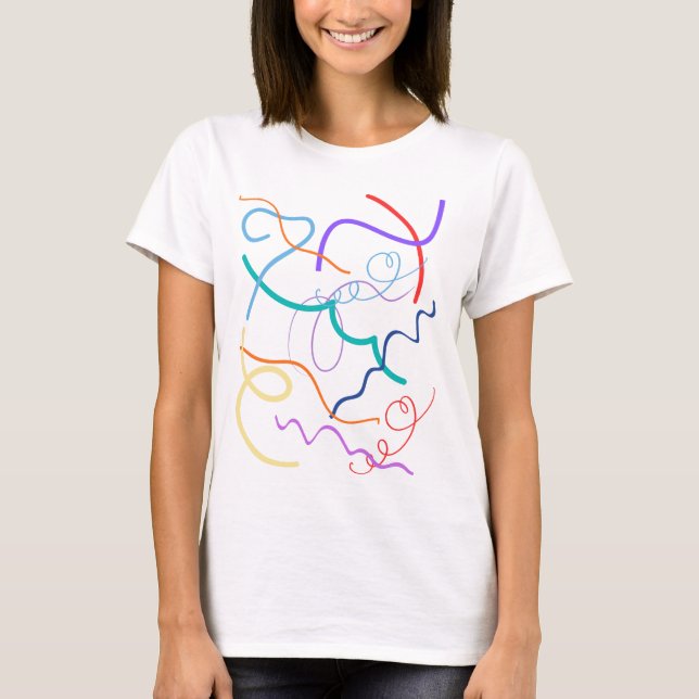 Colorful Abstract Wavy Lines Pattern T-Shirt (Front)