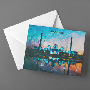 Colorful Abu Dhabi UAE Oil Paint Postcard