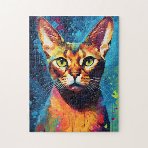 Colorful Abyssinian Cat Jigsaw Puzzle