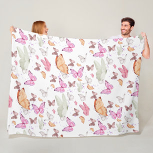 Colorful Aesthetic Butterflies Whimsical Boho Bu Fleece Blanket