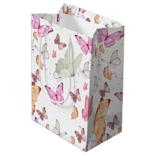 Colorful Aesthetic Butterflies   Whimsical Boho Bu Medium Gift Bag