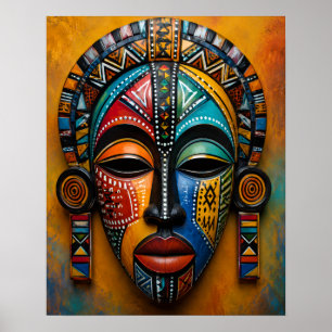 COLORFUL AFRICAN INSPIRED MASK ART POSTER