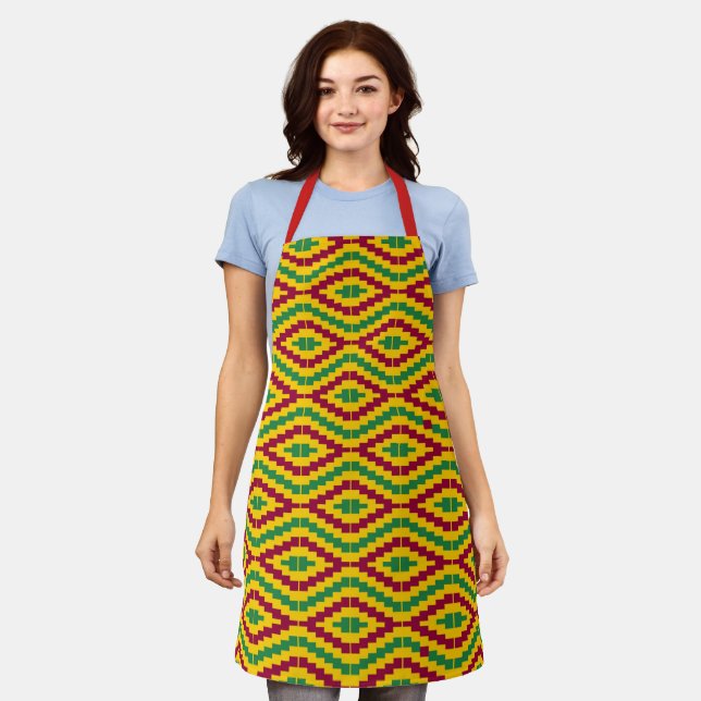 Colorful African Kente Pattern Apron (Worn)