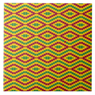 Colorful African Kente Pattern Ceramic Tile