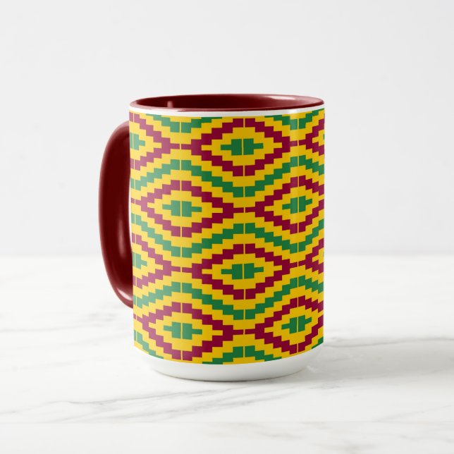 Colorful African Kente Pattern Mug (Front Left)
