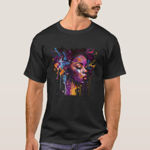 Colorful Afro Woman African American Melanin BLM W T-Shirt