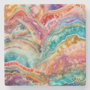 Colorful Agate Geode Gemstone (1) Stone Coaster