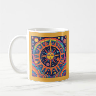 Colorful AI Celestial Sun and Planets Coffee Mug