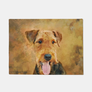 Colorful Airedale Terrier Portrait Doormat