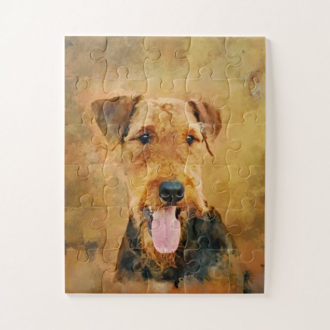 Colorful Airedale Terrier Portrait Jigsaw Puzzle (Vertical)