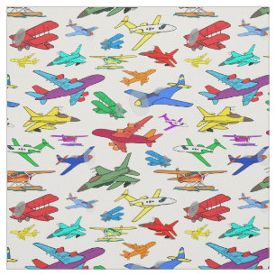 Colorful Airplanes Pattern Fabric
