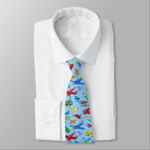 Colorful Airplanes Pattern Tie