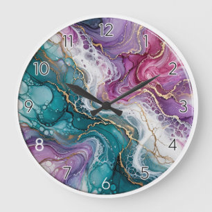 Colorful Alcohol Ink Epoxy Wall Clock