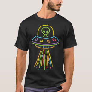 Colorful Alien Ufo Lines Cute Toddler Girls Boys K T-Shirt