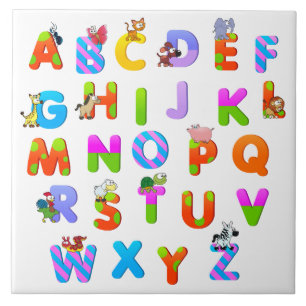 Colorful Alphabetical Letters Ceramic Tile