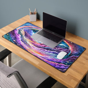 COLORFUL AMAZING WATERCOLOR OUTER SPACE DESIGN DESK MAT