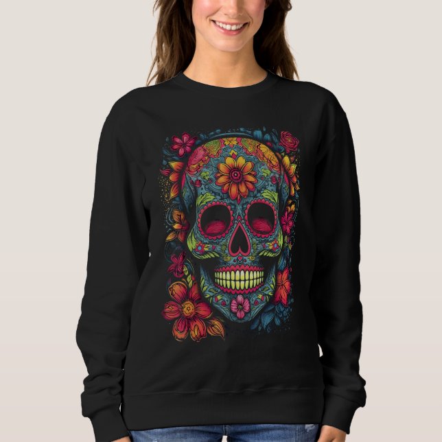 Colorful and Beautiful Sugar Skull Sweatshirt (Front)