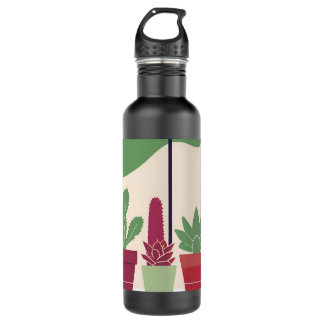 Colorful and cactus succulents 710 ml water bottle