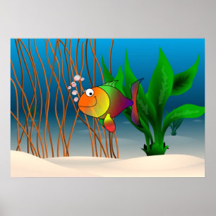 Colorful and Cute Cartoon Fish Poster