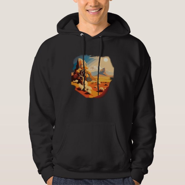 Colorful and Surreal Desert Landscape Hoodie (Front)