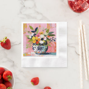 Colorful and Vibrant Vase of Flowers Napkin