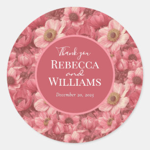 Colorful Anemones Floral Seasonal Wedding Classic Round Sticker