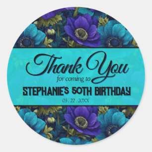 Colorful Anemones Happy Birthday Gift For Wife Classic Round Sticker