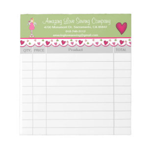 Colorful Angel and Hearts sales receipt Notepad