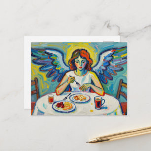 Colorful Angel at Breakfast Postcard