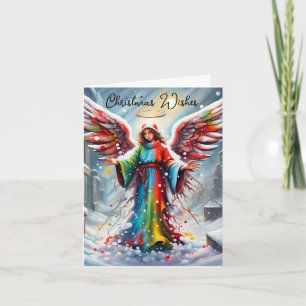 colorful angel christmas card