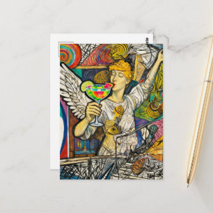 Colorful Angel enjoys a drink Postcard