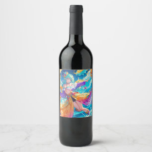 Colorful/anima/cartoon  wine label