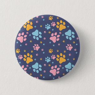 Colorful Animal Paw Prints Pattern 6 Cm Round Badge