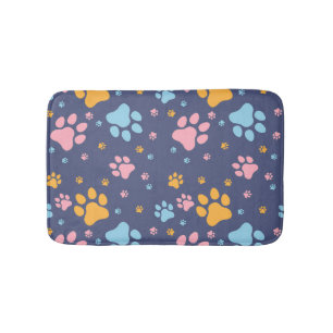 Colorful Animal Paw Prints Pattern Bath Mat